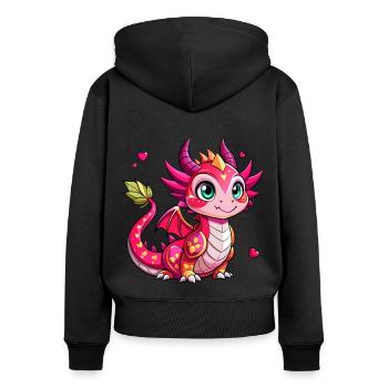 Farbenfroher Drache - Frauen Premium Bio Zip Hoodie - Schwarz - Hinten - Julia (174cm)
