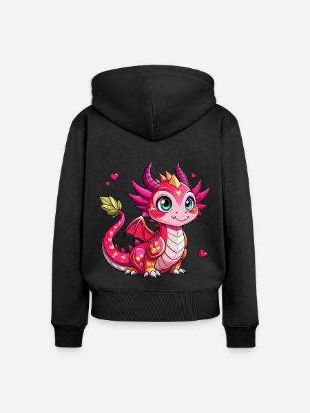 Farbenfroher Drache - Frauen Premium Bio Zip Hoodie - Schwarz