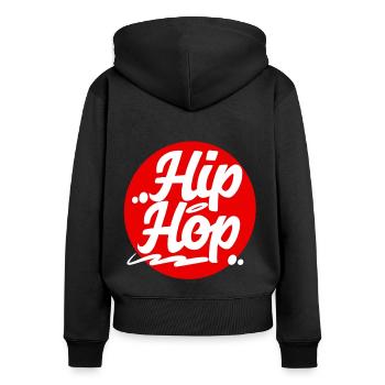 Hip Hop - Sweat à capuche zippé Premium bio Femme - noir - Dos - Julia (174cm)