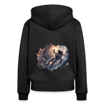 Astronaut Weltraum - Frauen Premium Bio Zip Hoodie - Schwarz - Hinten - Julia (174cm)