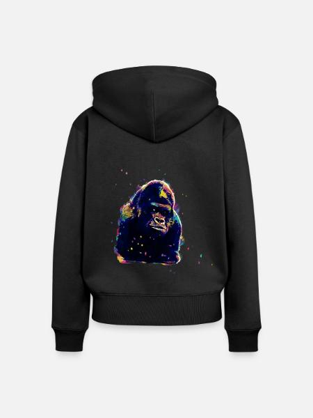 Schimpanse - Frauen Premium Bio Zip Hoodie - Schwarz