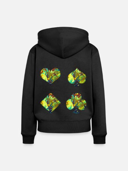 Spielkarten - Frauen Premium Bio Zip Hoodie - Schwarz