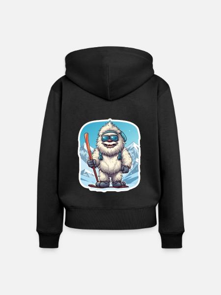 Yeti - Frauen Premium Bio Zip Hoodie - Schwarz