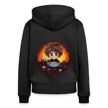 Cereal Killer Lustiges Müsli Motiv - Frauen Premium Bio Zip Hoodie - Schwarz - Hinten - Julia (174cm)