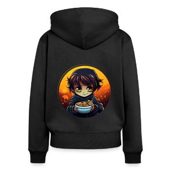 Cereal Killer Lustiges Müsli Motiv - Frauen Premium Bio Zip Hoodie - Schwarz - Hinten - Julia (174cm)
