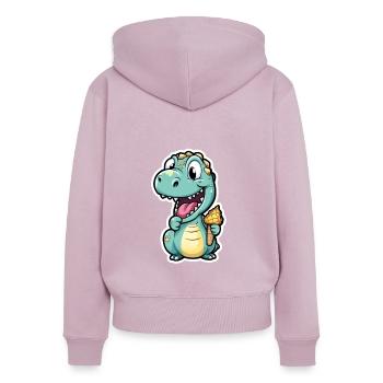 Dino mange de la glace - Sweat à capuche zippé Premium bio Femme - rose poudré - Dos - Julia (174cm)