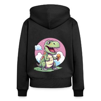 Dino mange de la glace - Sweat à capuche zippé Premium bio Femme - noir - Dos - Julia (174cm)