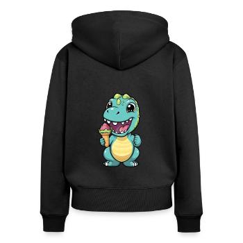 Dino mange de la glace - Sweat à capuche zippé Premium bio Femme - noir - Dos - Julia (174cm)