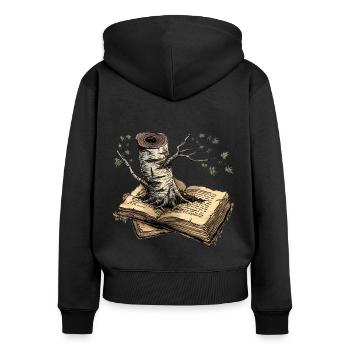Lire - Sweat à capuche zippé Premium bio Femme - noir - Dos - Julia (174cm)