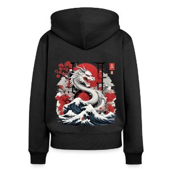 Japanese Dragon - Women's Premium Organic Zip Hoodie - black - Back - Julia (174cm)
