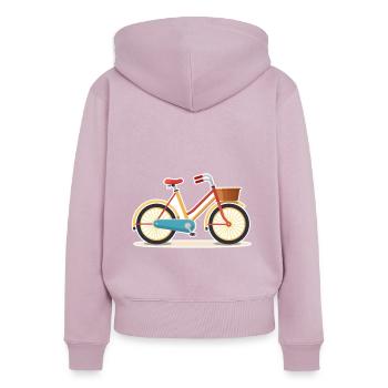 Vélo de ville - Sweat à capuche zippé Premium bio Femme - rose poudré - Dos - Julia (174cm)