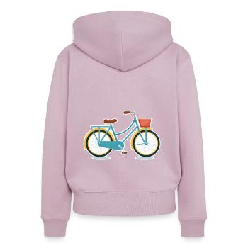 Vélo de ville - Sweat à capuche zippé Premium bio Femme - rose poudré - Dos - Julia (174cm)