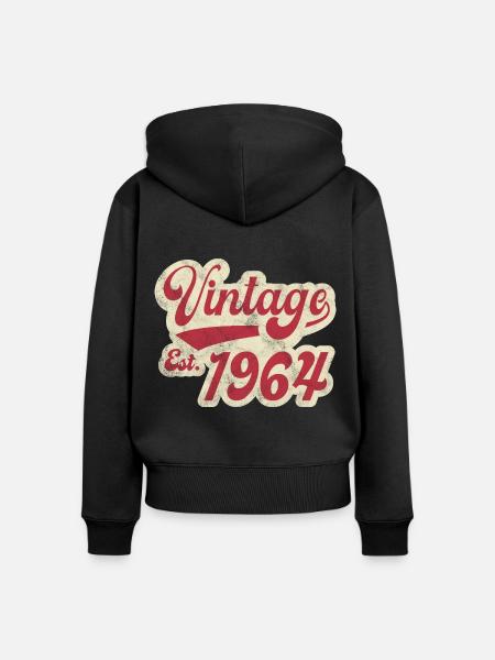 Jahrgang Est 1964 - Frauen Premium Bio Zip Hoodie - Schwarz