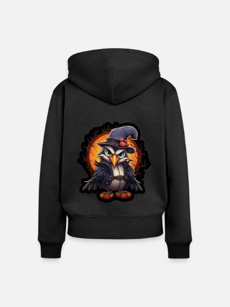 Tukan Halloween - Frauen Premium Bio Zip Hoodie - Schwarz