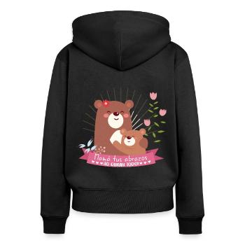 Geschenke an die Mutter des Kindes "Deine Umarmungen heilen" - Frauen Premium Bio Zip Hoodie - Schwarz - Hinten - Julia (174cm)