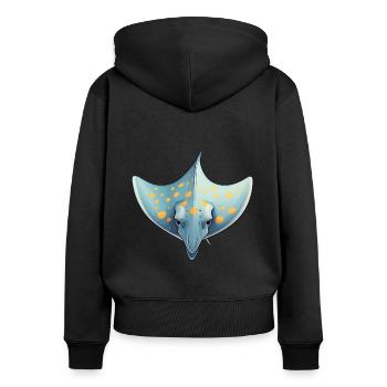 Rochen Ozeanmotiv Meeresliebhaber - Frauen Premium Bio Zip Hoodie - Schwarz - Hinten - Julia (174cm)