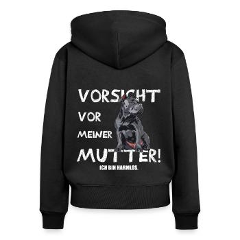 Dog mom beware - Women's Premium Organic Zip Hoodie - black - Back - Julia (174cm)