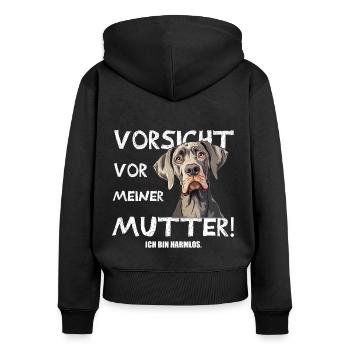Dog mom beware - Women's Premium Organic Zip Hoodie - black - Back - Julia (174cm)