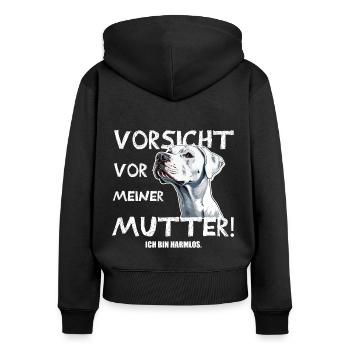 Dog mom beware - Women's Premium Organic Zip Hoodie - black - Back - Julia (174cm)