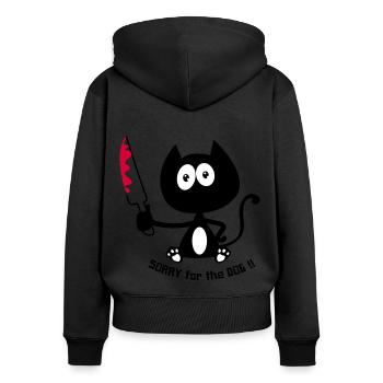 Mörderische Katze, Killerkatze, Katzenhumor! - Frauen Premium Bio Zip Hoodie - Schwarz - Hinten - Julia (174cm)