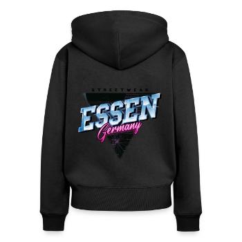 Essen Germany City Skyline Vintage Retro - Women's Premium Organic Zip Hoodie - black - Back - Julia (174cm)