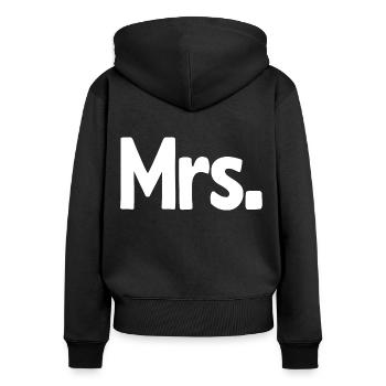 Mrs. Matching Paar Verlobung Hochzeit Flitterwochen - Frauen Premium Bio Zip Hoodie - Schwarz - Hinten - Julia (174cm)