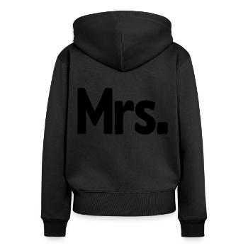 Mme Matching Couple Fiançailles Mariage Lune de miel - Sweat à capuche zippé Premium bio Femme - noir - Dos - Julia (174cm)