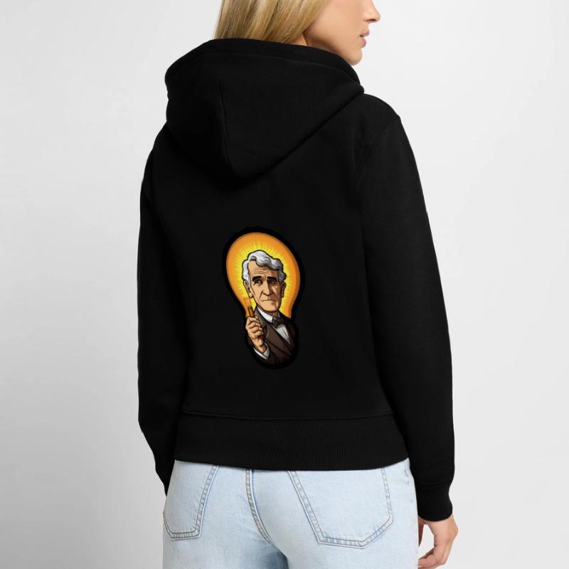 Eddison Light Bulb Physics Electrical Engineering Women's Premium Organic Zip Hoodie