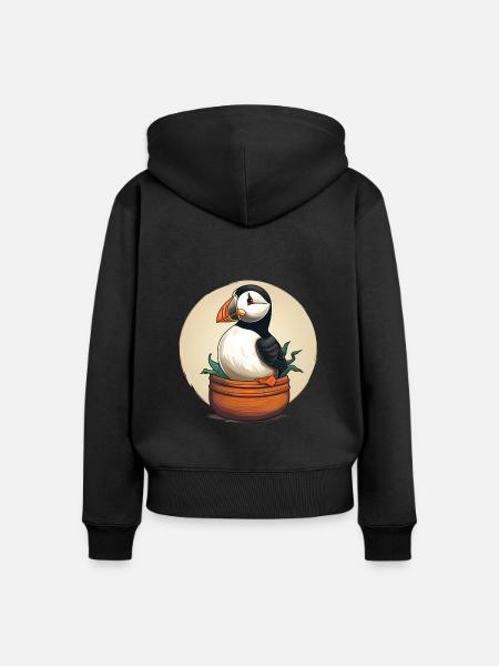 Papageientaucher - Frauen Premium Bio Zip Hoodie - Schwarz