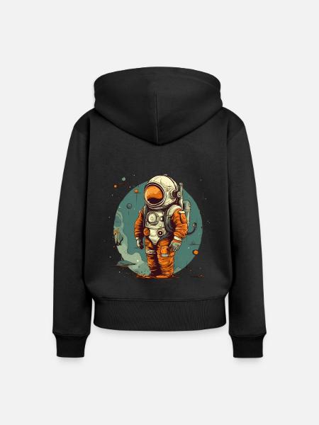 Astronaut - Frauen Premium Bio Zip Hoodie - Schwarz