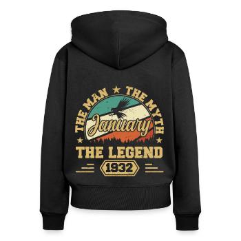 The Legends were born in January 1932 - Women's Premium Organic Zip Hoodie - black - Back - Julia (174cm)