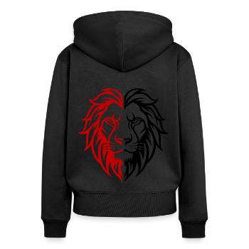 Tête de lion - Sweat à capuche zippé Premium bio Femme - noir - Dos - Julia (174cm)