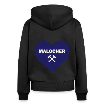 Malocher Ruhrgebiet Ruhrpott Sprüche Kohle Herz - Frauen Premium Bio Zip Hoodie - Schwarz - Hinten - Julia (174cm)