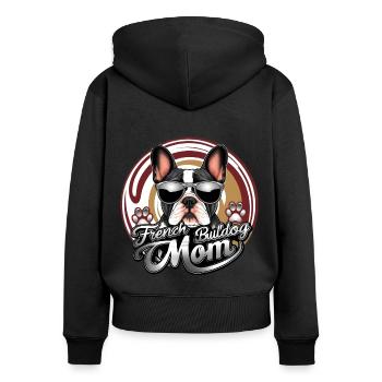 Maman Bouledogue Français - Sweat à capuche zippé Premium bio Femme - noir - Dos - Julia (174cm)