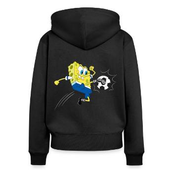 Bob l'Éponge Joue Au Football - Sweat à capuche zippé Premium bio Femme - noir - Dos - Julia (174cm)