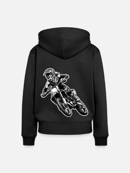 Motocross Frauen Mädchen Girl - Frauen Premium Bio Zip Hoodie - Schwarz
