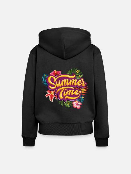 Sommer Zeit - Frauen Premium Bio Zip Hoodie - Schwarz