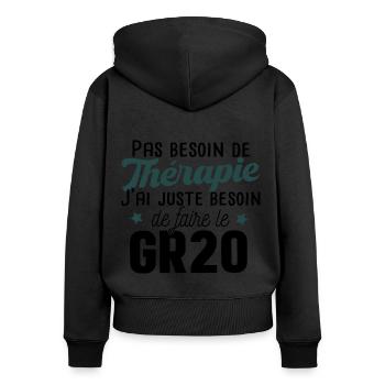 GR20 Corse Randonnée Sport Marathon Cadeau T-shirt - Sweat à capuche zippé Premium bio Femme - noir - Dos - Julia (174cm)