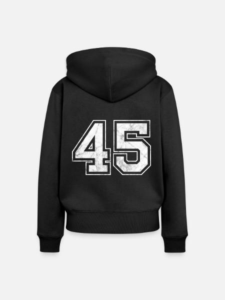 Anzahl 45 - Frauen Premium Bio Zip Hoodie - Schwarz