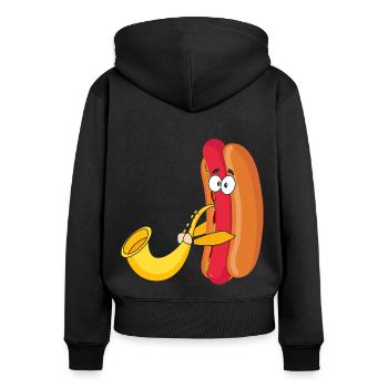 Saxophonist Saxophone Wurst Music Musician - Women's Premium Organic Zip Hoodie - black - Back - Julia (174cm)
