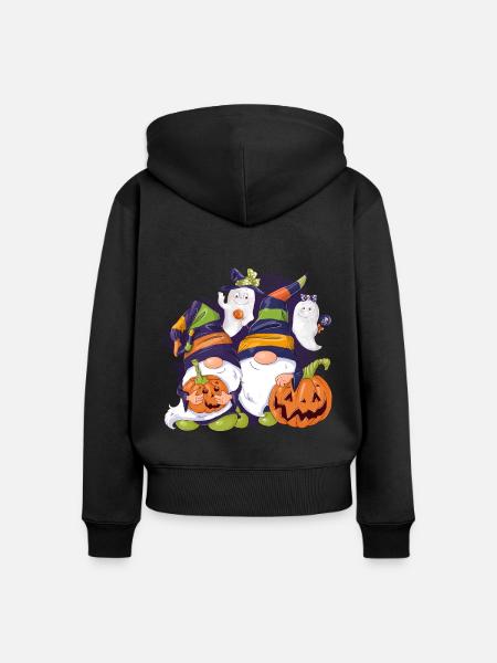 Halloween-Wichtel - Frauen Premium Bio Zip Hoodie - Schwarz