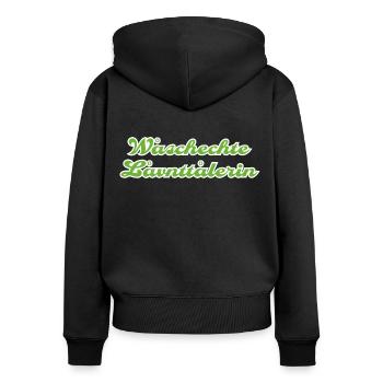 Woschechte Lovntolarin - Frauen Premium Bio Zip Hoodie - Schwarz - Hinten - Julia (174cm)