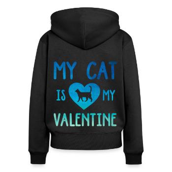 My Cat Is My Valentine Cat Lover Cat Training Pet - Frauen Premium Bio Zip Hoodie - Schwarz - Hinten - Julia (174cm)