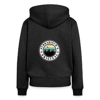 L’original de Symbadisch - Sweat à capuche zippé Premium bio Femme - noir - Dos - Julia (174cm)