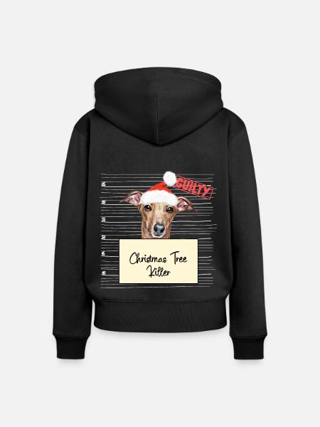 Weihnachtsbaum Umschubser Italienischer Windhund - Frauen Premium Bio Zip Hoodie - Schwarz