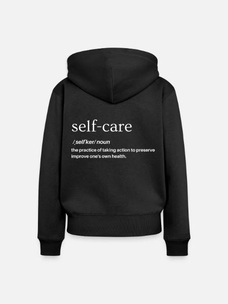 Selbstpflege - Frauen Premium Bio Zip Hoodie - Schwarz