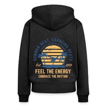 Capoeira summer on the beach under palm trees - Women's Premium Organic Zip Hoodie - black - Back - Julia (174cm)