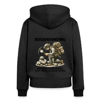 Gesteinssammler Geologie Fossiliensammler - Frauen Premium Bio Zip Hoodie - Schwarz - Hinten - Julia (174cm)