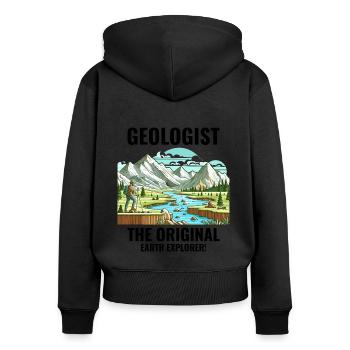 Geologe: Der ursprüngliche Erdforscher! Geologie - Frauen Premium Bio Zip Hoodie - Schwarz - Hinten - Julia (174cm)