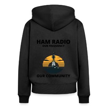 Tour de radio amateur Sunrise unissant notre fréquence - Sweat à capuche zippé Premium bio Femme - noir - Dos - Julia (174cm)